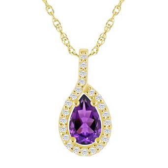 Alyson Layne 10k Gold Pear Shape 1/5 Carat T.W. Lab-Grown Diamond Pear Halo Pendant Necklace