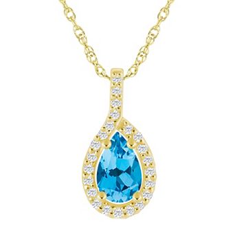 Alyson Layne 10k Gold Pear Shape 1/5 Carat T.W. Lab-Grown Diamond Pear Halo Pendant Necklace