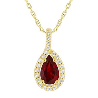 Alyson Layne 10k Gold Pear Shape 1/5 Carat T.W. Lab-Grown Diamond Pear Halo Pendant Necklace
