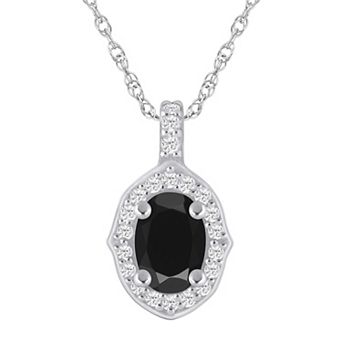 Alyson Layne 10k White Gold Oval Shape 1/5 Carat T.W. Lab-Grown Diamond Halo Pendant Necklace