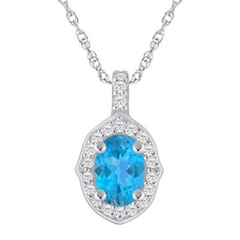 Alyson Layne 10k White Gold Oval Shape 1/5 Carat T.W. Lab-Grown Diamond Halo Pendant Necklace