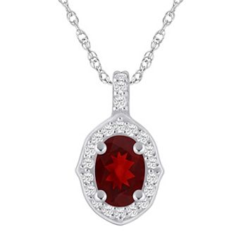 Alyson Layne 10k White Gold Oval Shape 1/5 Carat T.W. Lab-Grown Diamond Halo Pendant Necklace