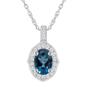 Alyson Layne 10k White Gold Oval Shape 1/5 Carat T.W. Lab-Grown Diamond Halo Pendant Necklace