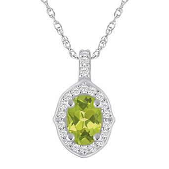 Alyson Layne 10k White Gold Oval Shape 1/5 Carat T.W. Lab-Grown Diamond Halo Pendant Necklace