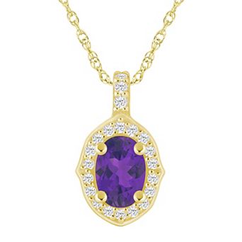Alyson Layne 10k Yellow Gold Oval Shape 1/5 Carat T.W. Lab-Grown Diamond Halo Pendant Necklace