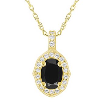 Alyson Layne 10k Yellow Gold Oval Shape 1/5 Carat T.W. Lab-Grown Diamond Halo Pendant Necklace