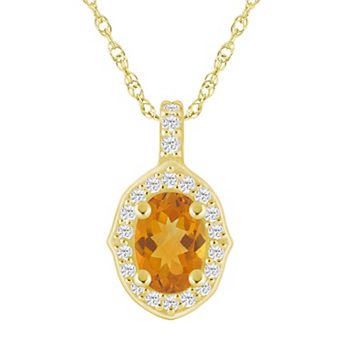 Alyson Layne 10k Yellow Gold Oval Shape 1/5 Carat T.W. Lab-Grown Diamond Halo Pendant Necklace