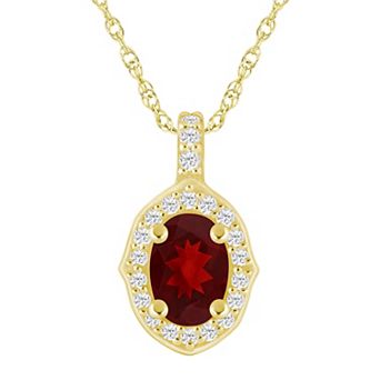 Alyson Layne 10k Yellow Gold Oval Shape 1/5 Carat T.W. Lab-Grown Diamond Halo Pendant Necklace