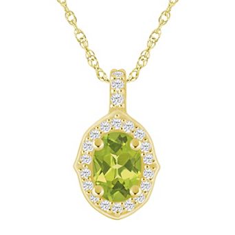 Alyson Layne 10k Yellow Gold Oval Shape 1/5 Carat T.W. Lab-Grown Diamond Halo Pendant Necklace