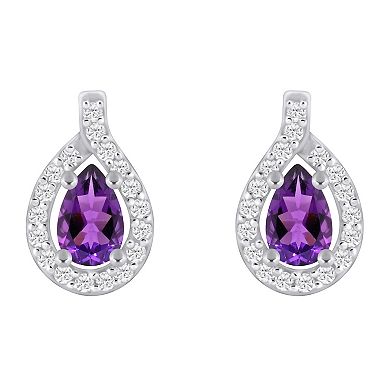 Alyson Layne 10k White Gold Pear Shape 1/4 Carat T.W. Lab-Grown Diamond Halo Stud Earrings