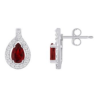 Alyson Layne 10k White Gold Pear Shape 1/4 Carat T.W. Lab-Grown Diamond Halo Stud Earrings