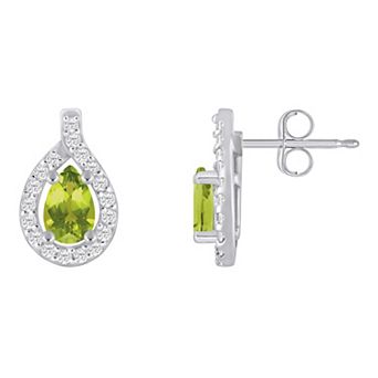 Alyson Layne 10k White Gold Pear Shape 1/4 Carat T.W. Lab-Grown Diamond Halo Stud Earrings