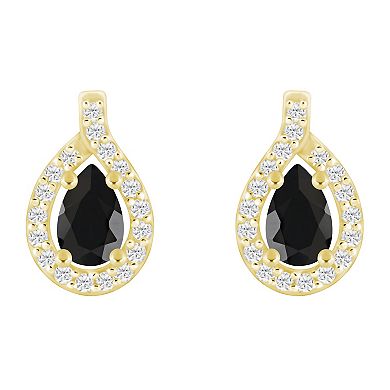 Alyson Layne 10k Gold Pear Shape 1/4 Carat T.W. Lab-Grown Diamond Halo Stud Earrings