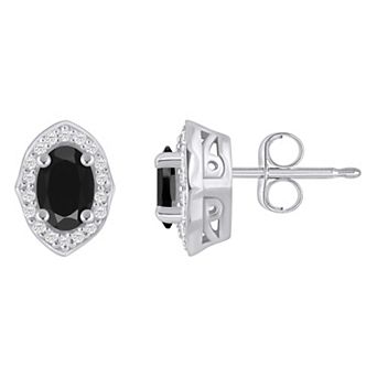 Alyson Layne 10k White Gold Oval Shape 1/6 Carat T.W. Lab-Grown Diamond Halo Stud Earrings