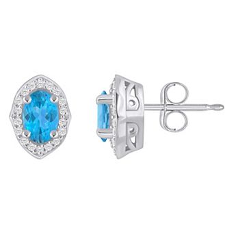 Alyson Layne 10k White Gold Oval Shape 1/6 Carat T.W. Lab-Grown Diamond Halo Stud Earrings