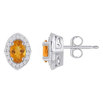 Alyson Layne 10k White Gold Oval Shape 1/6 Carat T.W. Lab-Grown Diamond Halo Stud Earrings