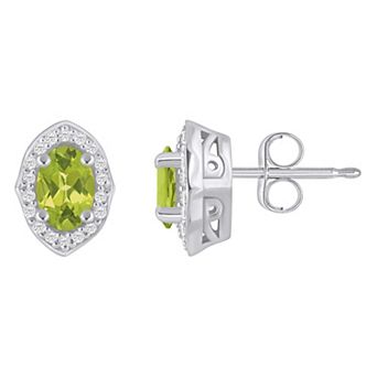 Alyson Layne 10k White Gold Oval Shape 1/6 Carat T.W. Lab-Grown Diamond Halo Stud Earrings