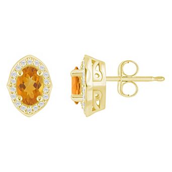Alyson Layne 10k Gold Oval Shape 1/6 Carat T.W. Lab-Grown Diamond Halo Stud Earrings