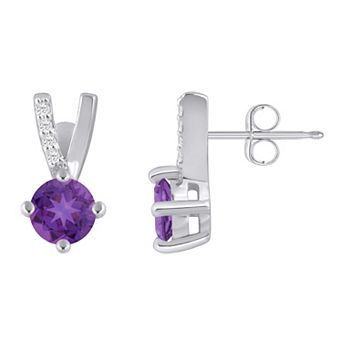 Alyson Layne 10k White Gold Round Shape Lab-Grown Diamond Accent Stud Earrings