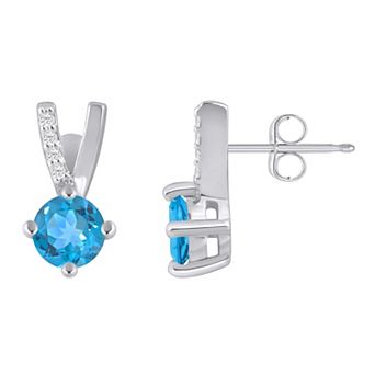 Alyson Layne 10k White Gold Round Shape Lab-Grown Diamond Accent Stud Earrings