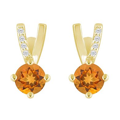 Alyson Layne 10k Gold Round Shape Lab-Grown Diamond Accent Stud Earrings
