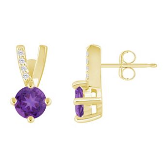 Alyson Layne 10k Gold Round Shape Lab-Grown Diamond Accent Stud Earrings