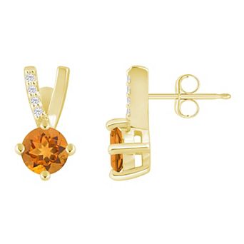Alyson Layne 10k Gold Round Shape Lab-Grown Diamond Accent Stud Earrings