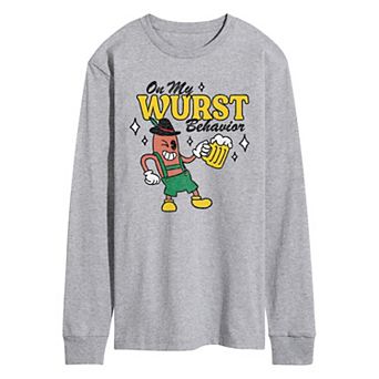 Men's On My Wurst Behavior Oktoberfest Long Sleeve Graphic Tee