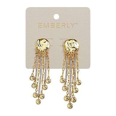 Emberly Gold Tone Hammered Chain Fringe Earrings