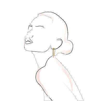 Emberly Gold Tone Hammered Chain Fringe Earrings