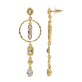 Emberly Gold Tone Top Simulated Stone Ring Hammered Earrings