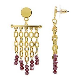 Emberly Gold Tone Bead Fringe Earrings