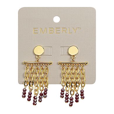 Emberly Gold Tone Bead Fringe Earrings