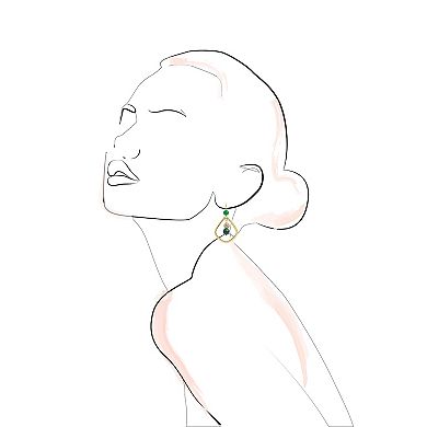 Emberly Gold Tone Green Bead Teardrop Earrings