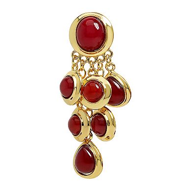 Emberly Gold Tone Red Bead Cluster Earrings
