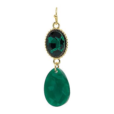 Emberly Gold Tone Green Simulated Stone Drop Earrings