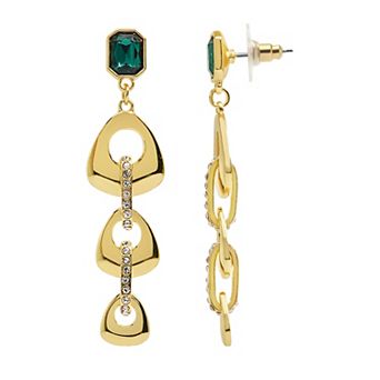Emberly Gold Tone Simulated Stone Abstract Pave Drop Earrings