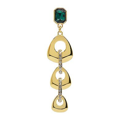 Emberly Gold Tone Simulated Stone Abstract Pave Drop Earrings