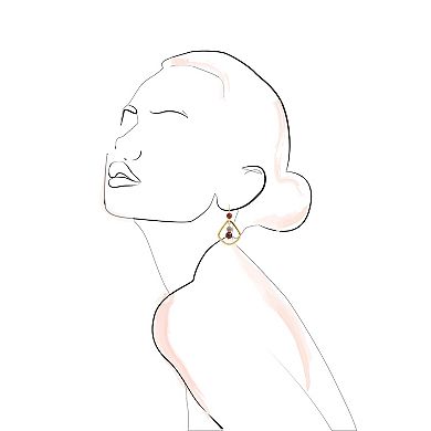 Emberly Gold Tone Red Bead Teardrop Earrings