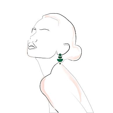 Emberly Gold Tone Green Linear Earrings