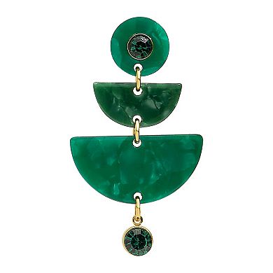 Emberly Gold Tone Green Linear Earrings