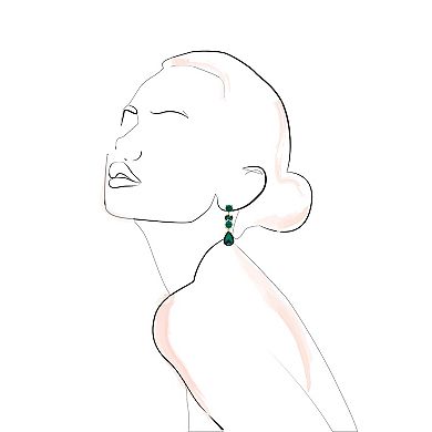 Emberly Gold Tone Green Simuated Stone Linear Earrings