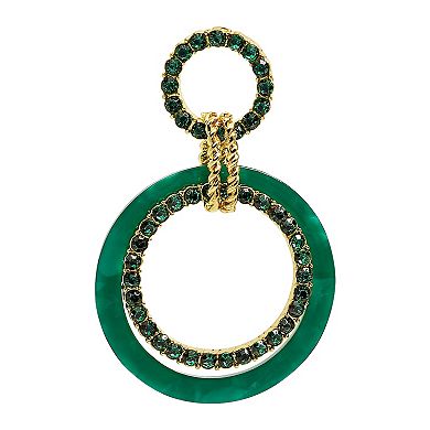 Emberly Gold Tone Green Ring Doorknocker Earrings