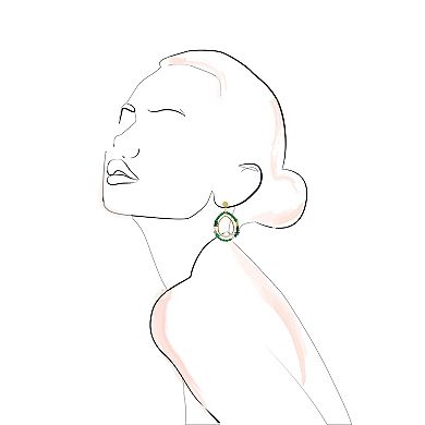 Emberly Gold Tone Green Bead & Simulated Pearl Ball Earrings