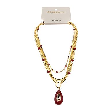 Emberly Gold Tone Chain Bead Pendant Necklace