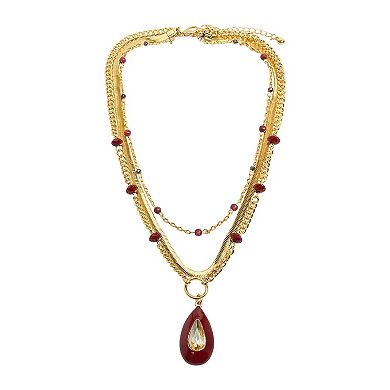 Emberly Gold Tone Chain Bead Pendant Necklace