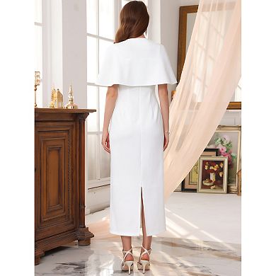 Women's Formal Sheath Dress Sets 2pc Elegant Cocktail Wedding Guest Dresses with Cape