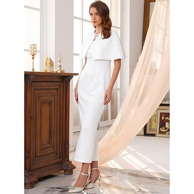 Women's Formal Sheath Dress Sets 2pc Elegant Cocktail Wedding Guest Dresses with Cape