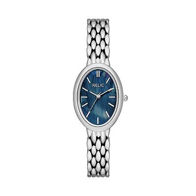 RELIC STAINLESS STEEL METALLIC BLUE/GREEN DIAL WATCH Relic Watch Stainless Steel Silver Green Band 50m Quartz | eBay main image 4