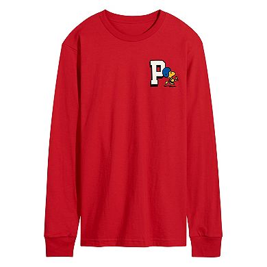 Men's Peanuts Collegiate Football Long Sleeve Graphic Tee